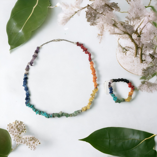 Chakra Stone Meditation Necklace & Bracelet Set