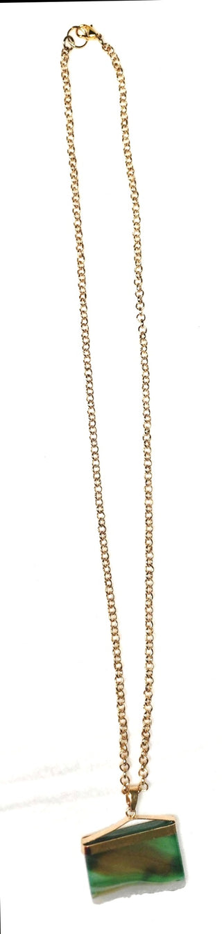 Gold Plated Necklace with Green Pendant
