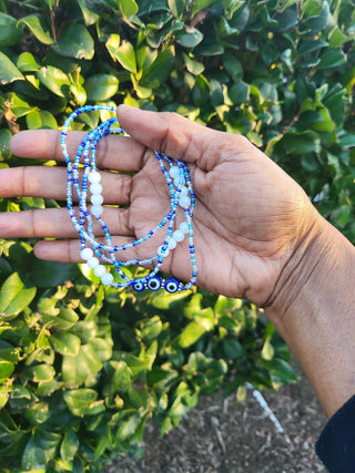Blue & White Eye of Protection Waistbeads