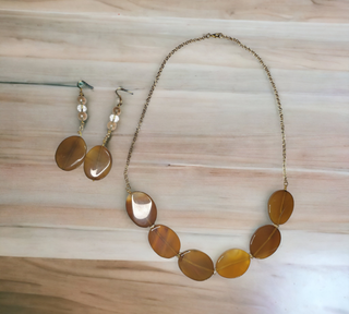 Oval Fire Agate Necklace & Earring Set