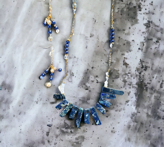 Blue Imperial Jasper Necklace & Earring Set