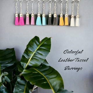 Colorful Leather Tassel Earrings