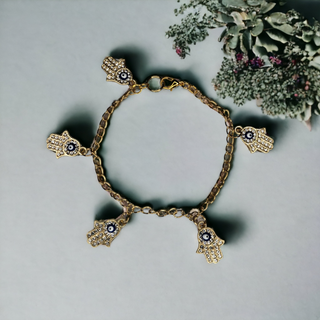 Gold Plated Hamsa Hand Chain Bracelet