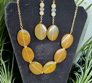 Oval Fire Agate Necklace & Earring Set