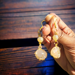 Orca Agate Gold Plated Earrings