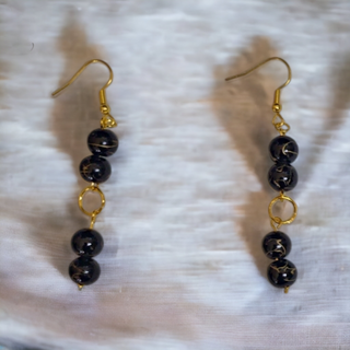 Black & Gold Beaded Earrings