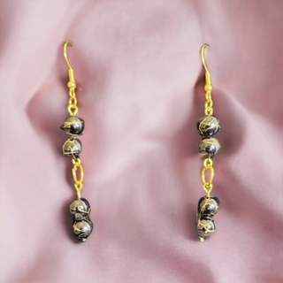 Black & Gold Beaded Earrings